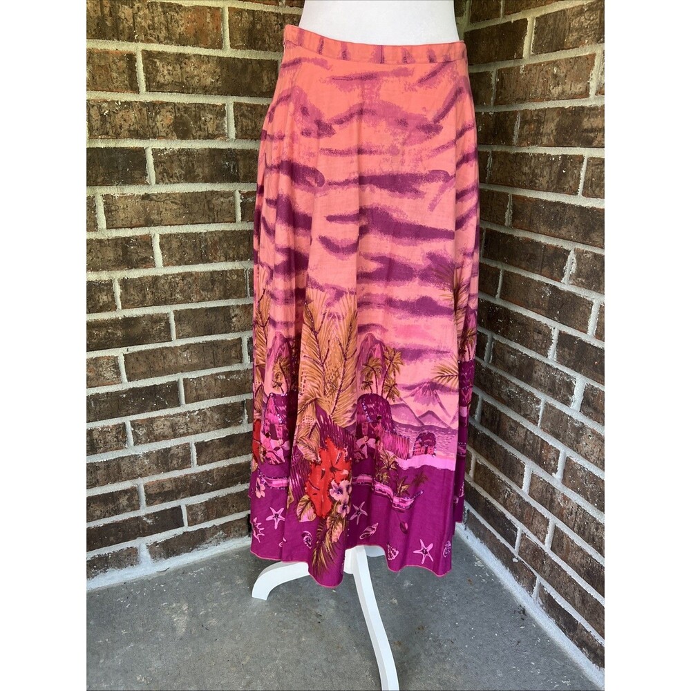 Miss Anastasia Hawaiian Village Print Maxi Skirt Pink Medium Sequins Beading NWT - Picture 7 of 16
